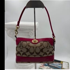 Coach Signature Mini Canvas and Fuchsia / Burgundy Vintage EUC